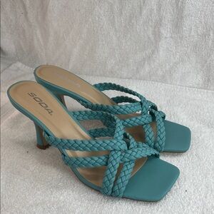 Soda, teal woven strap, sandals
